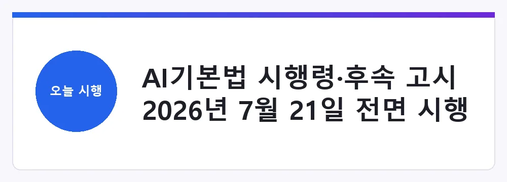 AI기본법 시행령·후속 고시 2026년 7월 21일 전면 시행