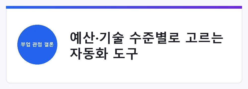 예산·기술 수준별로 고르는 자동화 도구