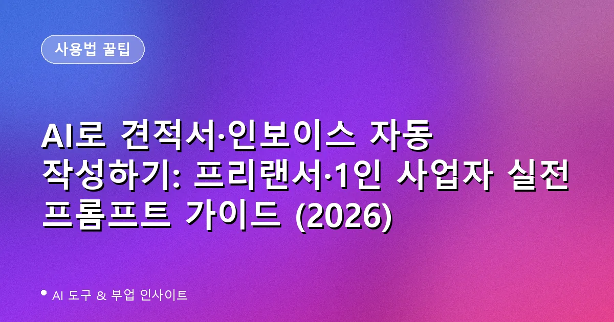 AI로 견적서·인보이스 자동 작성하기: 프리랜서·1인 사업자 실전 프롬프트 가이드 (2026)