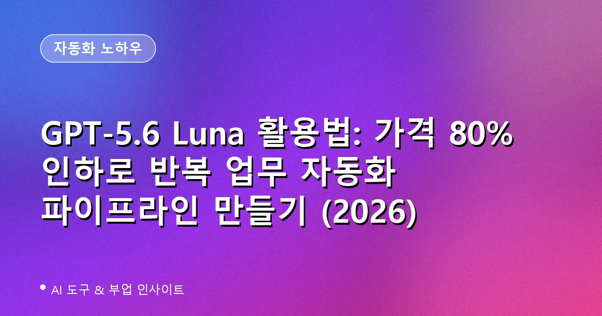 GPT-5.6 Luna 활용법: 메타디스크립션·FAQ 자동 생성 워크플로우 직접 만들어보기 (2026)