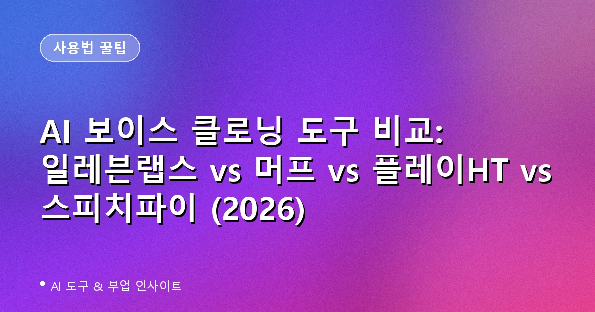 AI 보이스 클로닝 도구 비교: 일레븐랩스(ElevenLabs) vs 머프(Murf.ai) vs 플레이HT(Play.ht) vs 스피치파이(Speechify) (2026)