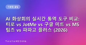 AI 화상회의 실시간 통역 도구 비교: 티로 vs JotMe vs 구글 미트 vs MS 팀즈 vs 파파고 플러스 (2026)