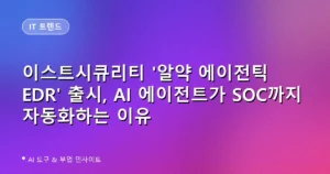 이스트시큐리티 ‘알약 에이전틱 EDR’ 출시, AI 에이전트가 SOC까지 자동화하는 이유