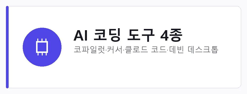 AI 코딩 도구 4종 요약 비교: 코파일럿·커서·클로드 코드·데빈 데스크톱
