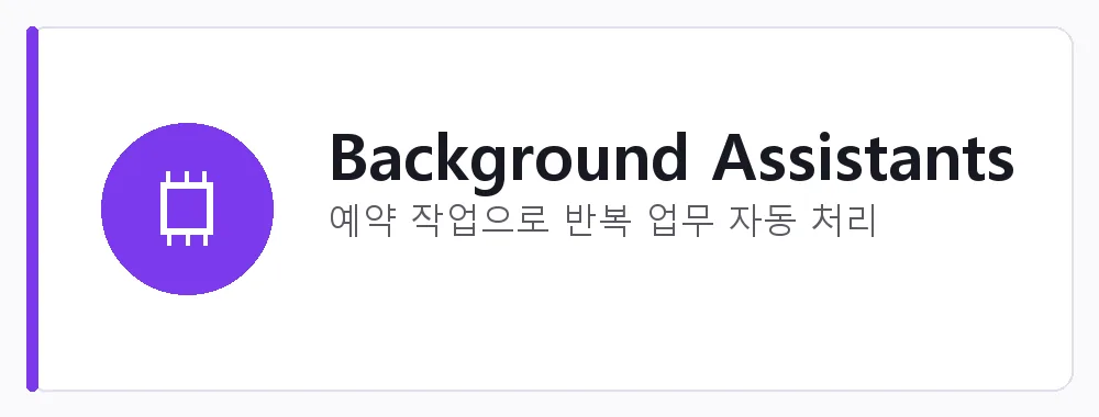 Background Assistants 강점: 예약 작업으로 반복 업무 자동 처리