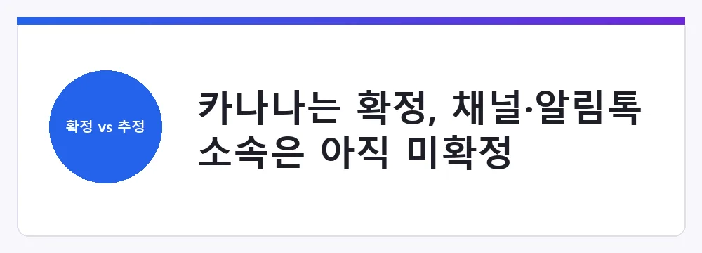 카나나는 확정, 채널·알림톡 소속은 아직 미확정