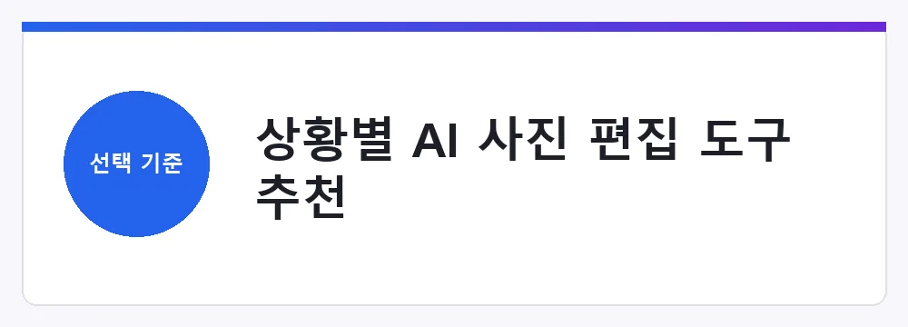 상황별 AI 사진 편집 도구 추천