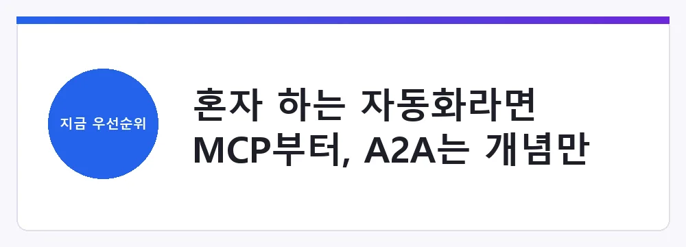 혼자 하는 자동화라면 MCP부터, A2A는 개념만 알아둬도 충분