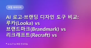 AI 로고·브랜딩 디자인 도구 비교: 루카(Looka) vs 브랜드마크(Brandmark) vs 리크래프트(Recraft) vs 캔바(Canva), 뭐가 다를까 (2026)