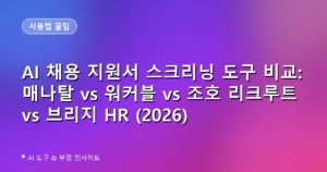 AI 채용 지원서 스크리닝 도구 비교: 매나탈 vs 워커블 vs 조호 리크루트 vs 브리지 HR (2026)