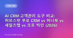AI CRM·고객관리 도구 비교: 허브스팟 무료 CRM vs 허니북 vs 세일즈맵 vs 조호 빅인 (2026)