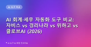 AI 회계·세무 자동화 도구 비교: 자비스 vs 경리나라 vs 위하고 vs 클로브AI (2026)