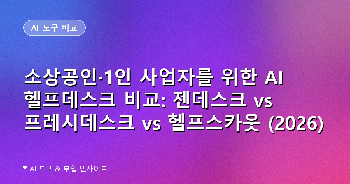 소상공인·1인 사업자를 위한 AI 헬프데스크 비교: 젠데스크 vs 프레시데스크 vs 헬프스카웃 (2026)