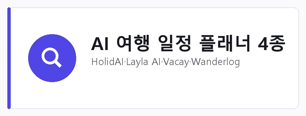 AI 여행 일정 플래너 4종 강점: HolidAI·Layla AI·Vacay·Wanderlog