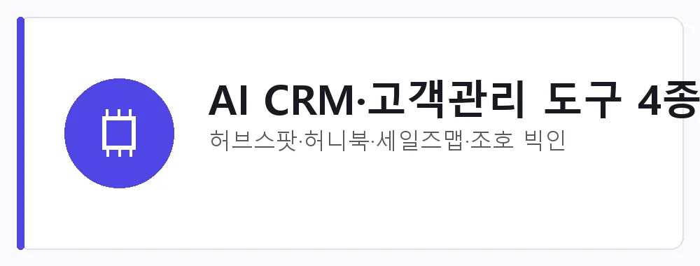 AI CRM·고객관리 도구 4종 강점: 허브스팟·허니북·세일즈맵·조호 빅인