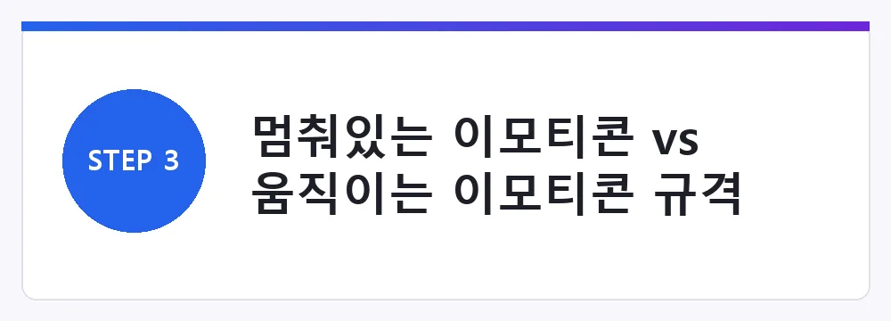 멈춰있는 이모티콘 vs 움직이는 이모티콘 규격