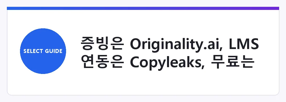 증빙은 Originality.ai, LMS 연동은 Copyleaks, 무료는 GPTZero
